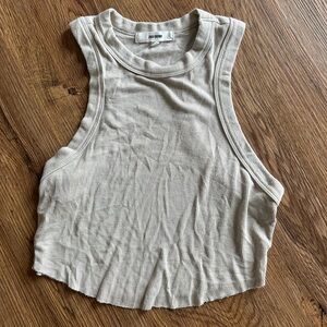 Joah Brown Sleeveless Ribbed Beige Top